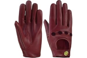 BTR Born To Race Men's Leather Driving Full Finger Gloves Chauffeur 100% Genuine Lambskin Classic Leather Gloves Car Driving Motorcycle Bikers Riding Gloves