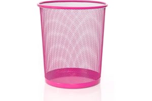 Sinoba Papierkorb Mülleimer Abfalleimer Papiereimer Draht Höhe 26 cm klein 10 Liter (Pink)