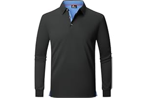 zitysport Polo Hombres Manga Larga Transpirable Secado Rápido Verano Botón Camisetas para Hombre Casual Sport Shirt Basic Regular Fit Golf Camisas