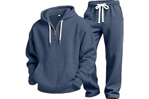 Herr Träningsdräkter 2 delat set Stickad Quarter Zip Hoodie och Dragsko i Midjan Byxor Casual Jogger Sweatshirt