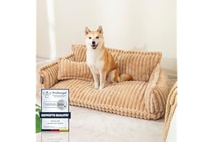 noviclass® Hundesofa Chaffar Hundebett | Orthopädische Matratze | Moderner Stil | Cord-Design Größen (Kamel, XL (120cm))