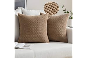 MIULEE Fundas Cojines de Sofá Funda de Almohada de Pana Cojin Rectangular Moderno Color Solido Decoracion para Habitacion Dormitorio Oficina Silla Cama Salón Terraza 2 Piezas MarróN 45x45cm