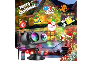 Anysun Christmas Projector Lights Outdoor, Christmas Projector Indoor 10 HD Slides LED with 80 Cartoons, Snowflake Projector with Timer, Xmas Projector Light Outdoor for Holiday Party Decor