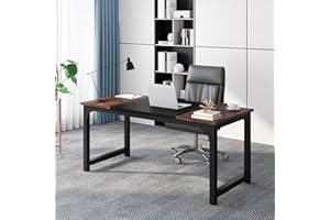 Tribesigns Mesa Escritorio, Escritorio de Estudio para Oficina en casa, Escritorios de Estilo Moderno para Dormitorio, Montaje Sencillo (160 x 80 x75 cm, Marrón Rústico/Negro)