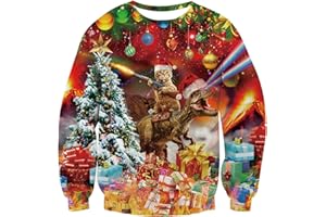 Fanient Homme Pull Moche Noël Pull Impression 3D Sweat De Noël Jumper Pull Tops À Manches Longues t-Shirt pour Femmes Hommes