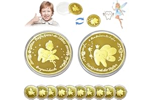 NVTRSD Zahnfee Münzen, 10 Stück Zahnfee Goldmünzen mit Positiven Botschaften, Zahnfee Präsent für Mädchen und Jungen, Verlorener Zahn Souvenir