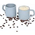 Eha Earth-Friendly Comfy Coffee Cup Set of 2 | 200 ml | Made with Rice Husk & Bamboo Fibers | Microwave Safe | for Hot & Cold Coffee Mug, Tea & Milk | Natural Matte Finish | Azure