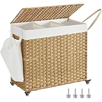 Panier à Linge Sale SONGMICS 90L - Pliable, Sac Amovible Lavable - Noir Et Blanc, Pour Buanderie - 7