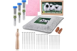 BUOKKON Needle Felting Pad, Grey Needle Felting, Felting Kit, Needle Felting Mat with Felting Needles Wooden Needles Handle Finger Cot for Felting Project 9.84 x 7.87 x 1.38 Inch