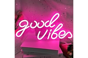 WEEDDY Good Vibes Panneau lumineux néon LED pour décoration murale, décoration artistique, décoration de chambre, fête d'anniversaire, mariage, Saint-Valentin (Good Vibes-Rose), 40 x 24 cm