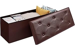 VECELO Storage Ottoman Bench End of Bed 110cm Footstool Footrest Stool Shoestool for Bedroom Hallway Entraway Living Room, Holds Up to 300kg