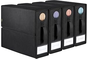 Voova 4 Pack Foldable Bed Sheet Organiser Storage, Folding Bedding Organizer Box with Clear Window and Zip for Sheets, Duvet Covers, Blankets, Pillows, Clothes and Towels(Queen & King Size), Black