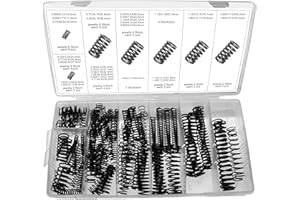 ALKAN Lot de 114 ressorts de compression en acier avec finition noire et différentes épaisseurs