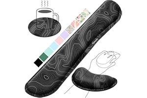 Gimars Repose Poignet Clavier, Reposes-Poignets Souris Ergonomique en Mousse à Mémoire, Support Tapis de Clavier Repose Gel Coude avec Base Antidérapant en PU pour Bureau Gamer, Ordinateur MAC