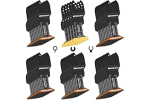 EXKRAEFT 50PCS Curved-Edge Multi Tool Blade, Titanium Oscillating Tool Blades for Metal, Wood, Plastic, Professional Universal oscillating Saw Blades Fit Milwaukee Ryobi Rockwell Fein