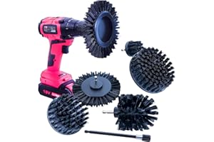 S&R WERKFIX Brosses Nettoyage pour Perceuse Visseuse à Poils Durs Noirs. Brosses à Nettoyer Métal Bois Jardin Auto Cuisine Barbecue