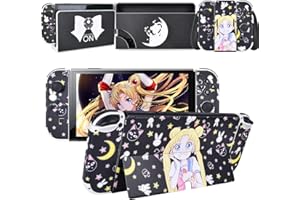 DLseego Autocollant de Protection Compatible avec Nintendo Switch OLED - Noir Sailor Moon