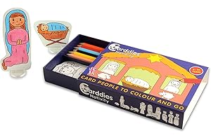 CARDDIES NATIVITY CARD PEOPLE Colour and Play Set – Portable Art Kit with Sturdy Card Nativity Figures & Playscene for Colouring-in Creativity, Pretend Play and Story Telling at Christmas - Premium Colouring Pencils and Plastic Stands- Perfect Travel Toy