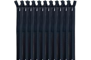 MARARDI [Pack 10] Cerniere Invisibili [Nero] Nylon [30 cm] Chiusure Lampo per Cucito e Artigianato per Stoffa Vestiti Borse per Cucire a Macchina Tessuto di Cotone con Chiusura in Metallo