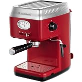 Russell Hobbs 28250-56 Espresso Kahve Makinesi, Retro Kırmızı S&uuml;zge&ccedil;, 15 Bar, 2 Fincan Başlığı, 1.1 L &Ccedil;ıkarılabilir Su Tankı,