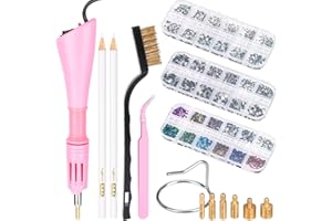 BLUESEABUY Aplicador de Piedras Strass Aplicador de HotFix Aplicador Herramienta 3 Cajas de Diamantes de Imitación con 7 Puntas Aplicadoras Diferentes para Ropa Pantalones Sombrero