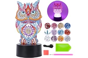 Celecstan Juego de Juguetes de Bricolaje con Luz Nocturna para Pintar con Diamantes para Niños - Regalos Creativos para Niñas y Niños