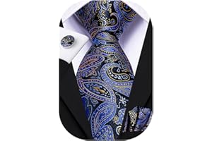 Hi-Tie Herrenkrawatten Set Hochzeitskrawatte für Männer Seidenkrawatte Einstecktuch Manschettenknöpfe Set