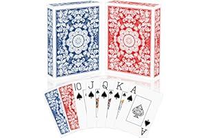 Sondeng 2 Pack Playing Cards Deck of Cards Professional Poker Set Jumbo Index Large Print Playing Card for Adults Seniors,Card Games for Night Party Playing Card for Family Companion Blue Red