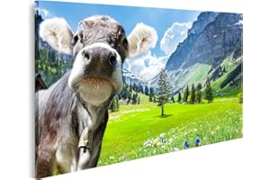 islandburner Tableau Tableaux Vache dans les Alpes suisses Cadre sur Toile Impression Photo Affiches