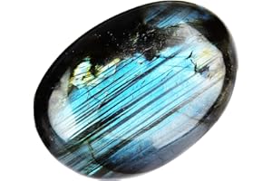 June&Ann Natural Labradorite Palm Stones, Healing Gemstone Therapy Worry Crystal Stones for Meditation Chakra Balancing Collection, Irregular Shape