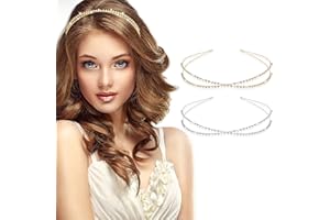 Molain Lot de 2 bandeaux à cheveux en métal avec strass brillants pour princesse, mariage