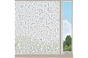 Linarun Window Film Privacy 60x200 Privacy Film for Glass Windows 3D Frosted Window Film Anti UV No Glue Window Privacy Film Tulip Window Frosting Film for Home Kitchen