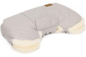 Fillikid Handwärmer Nyby Exklusiv | Universal Lammfell Handmuff für Kinderwagen, Buggy | warme Handschuhe | Kuschelige Winter Kinderwagenmuff | Universalgröße für Buggy, Radanhänger