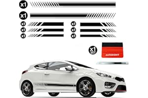 Autodomy Bande Autocollante Voiture - Autocollants Stickers Voiture Tuning + Autocollants Rétroviseur Voiture + Spatule et Cutter - Décoration Extérieur Voiture (Noir)