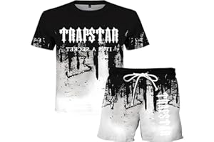 YiJee Tuta Trapstar Bambini, Maglietta Trapstar Corta - Maglietta e Pantaloncini con Logo Stampato Trapstar - 2 Pezzi Tuta Trapstar T-shirt - Set Tuta da Jogging Estiva Bambini e Ragazzi - Unisex