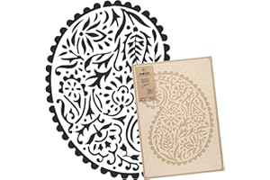 NAKLEO Stencil di Fiori per Pittura 59x95cm, Paisley Turco Orientale Modello per Pareti Grandi Dimensioni, Plastica e Riutilizzabile Fai Da Te Artigianato Decorazioni Casa, Muro Legno Tessuto Mobili