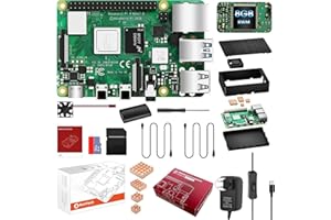 SANOOV RasTech Raspberry Pi 4 8GB Kit Completo Raspberry Pi 4 8GB RAM con 32GB Tarjeta 4 Disipador de Calor de Cobre 2 HD out Cables USB-C 5,1V 3A Cargador Carcasa ABS Negra Ventilador de Refrigeración