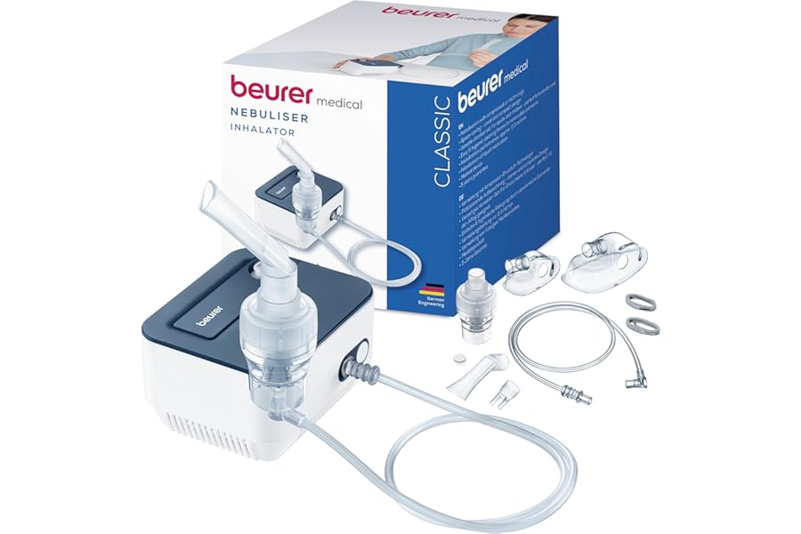 Beurer IH 16 Aerosol Compressor Air Compressor Technology, Compact Design Respiratory Treatment, Suitable for Adults and Children, Easy to Clean