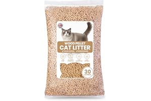 YUM YUM'S 30L Cat Litter – Natural Wood Pellet Litter, Ultra Absorbent & Biodegradable, Eco Friendly with Odour Control, Soft Non-Clumping Bedding Made from Virgin Scandinavian Timber
