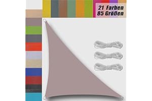 UFAMILUK sonnensegel dreieckig wasserdicht 2x2x2.8m sonnensegel Balkon Regenschutz 95% UV Schutz Windschutz Überdachung Plane für Garten Terrasse Outdoor Camping Patio Schwimmbad Khaki