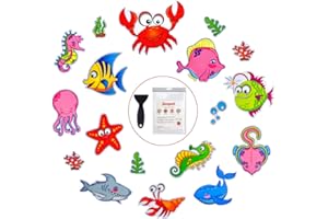 Secopad Calcomanías antideslizantes para bañera, 18 piezas de hilos adhesivos de mar para niños antideslizantes para ducha y bañera con raspador premium