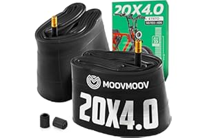 MOOVMOOV Camera d’Aria 20x4.0 Fat Bike con Valvola Schrader Dritta (2 Pezzi) – Per MTB Bike/Bici Elettriche con Ruote da 20 Pollici – Gomma Butilica Ultraresistente – ETRTO 100-406