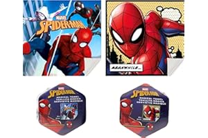 ‎DAMALOO damaloo 2X Zauberhandtuch als Kindergeburtstag Gastgeschenke passend für Spiderman Fans - Handtuch Set als Mitbringsel oder Mitgebsel Kinder - Magische Handtücher für Pinata - Magic Towel 30x30