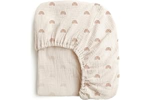 AISAWATE Muslin Cotton Baby Diaper Changing Pad Cover Elastic Rainbow Pattern Cradle Mattress Sheets Nursery Changing Mat Cover Breathable Changing Table Cover 32''X 17''（Cover Only, Pad Not Included）