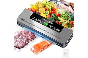 Necomi Vacuum Sealer, 6-in-1 Automatic Sealing Food Saver Machine with 30Pcs Sealing Bags, Dry & Moist Sealing Modes, Built-in Cutter,for Food Fresh and Storage