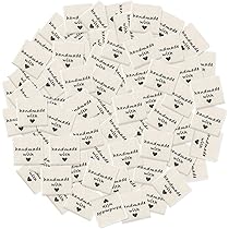 PEOVLVN 100 Stuks Handgemaakte Stoffen Labels - Kledingetiketten, Textiellabels, Handgemaakt Met Love - Om te Naaien, Doe-Het-Zelf, Naaiwerk, Decoratieve Labels