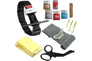 SECUENOR Kit Survie Trousse de Secours Garrot Tourniquet Pansement israelien compressif Militaire Complet Recharge Assemblé en France Couverture Isotherme,Tire tiques Ciseaux pour Sortie, Voiture randonnée