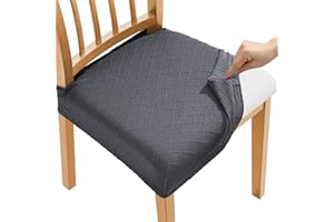Fuloon Chair Seat Covers Super Fit Cushion Cover Stretch Spandex Caravan Seat Covers for Dining Chairs Removable Washable footstool Protector Cover Set of 6