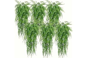 Lighterday 6 Pcs Hanging Plant Artificial Plants Fake Plants Indoor Decorative Faux Greenery Plants Fake Ivy Plastic Fern Greenery Artificial Hanging Plants for Indoor Outdoor Decor(6 Pcs Fern Plants)