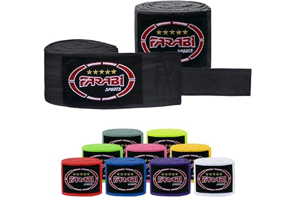 Farabi Sports Bande Boxe Adulte 4.5 mètres de Long Bandage Boxe with Pair MMA, Muay Thai, Entraînement, Kickboxing Bandes Boxe